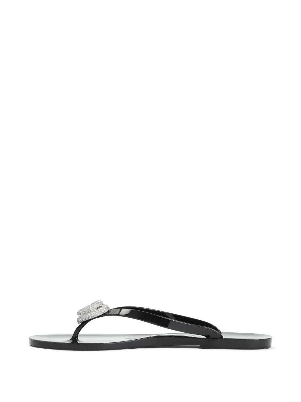 MACH & MACH heart-charm flip flops Black