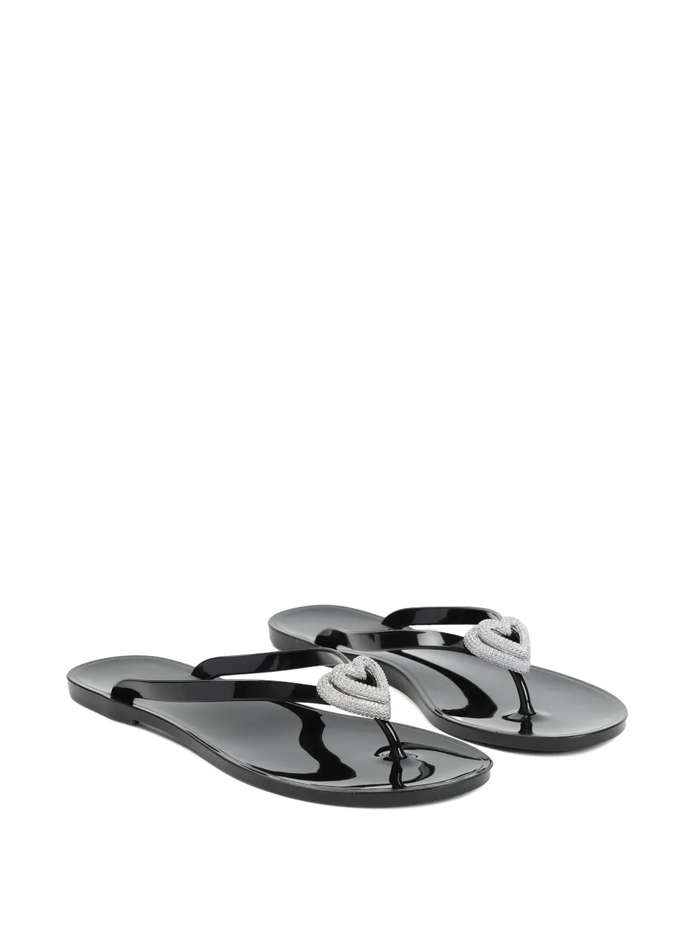 MACH & MACH heart-charm flip flops - Zwart