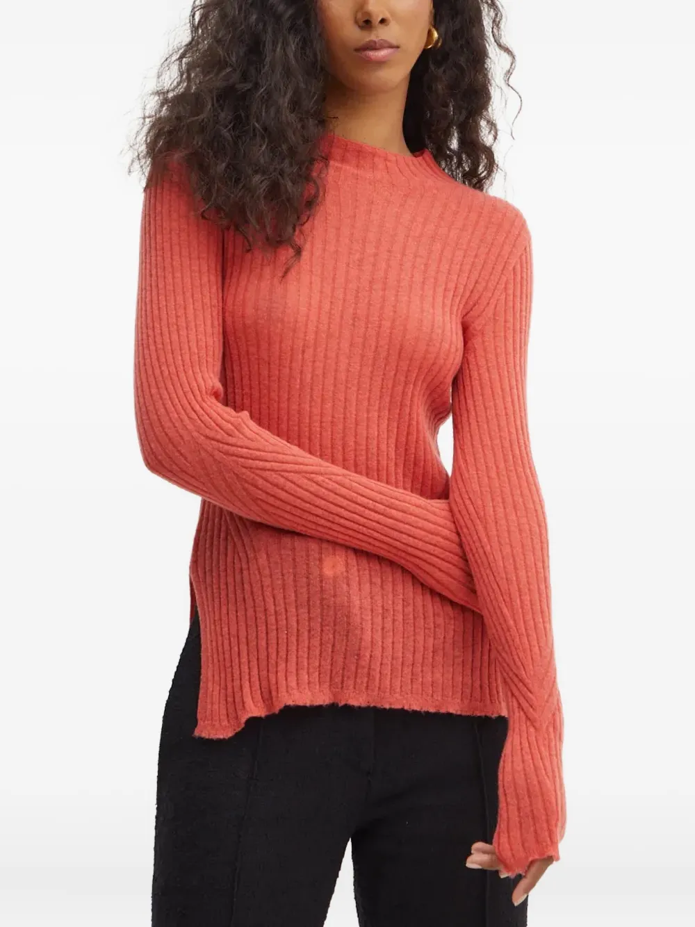 BOSS ribbed side-split sweater | Orange | Image 1