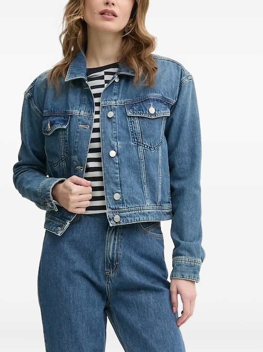 BOSS button-fastening denim jacket Blauw