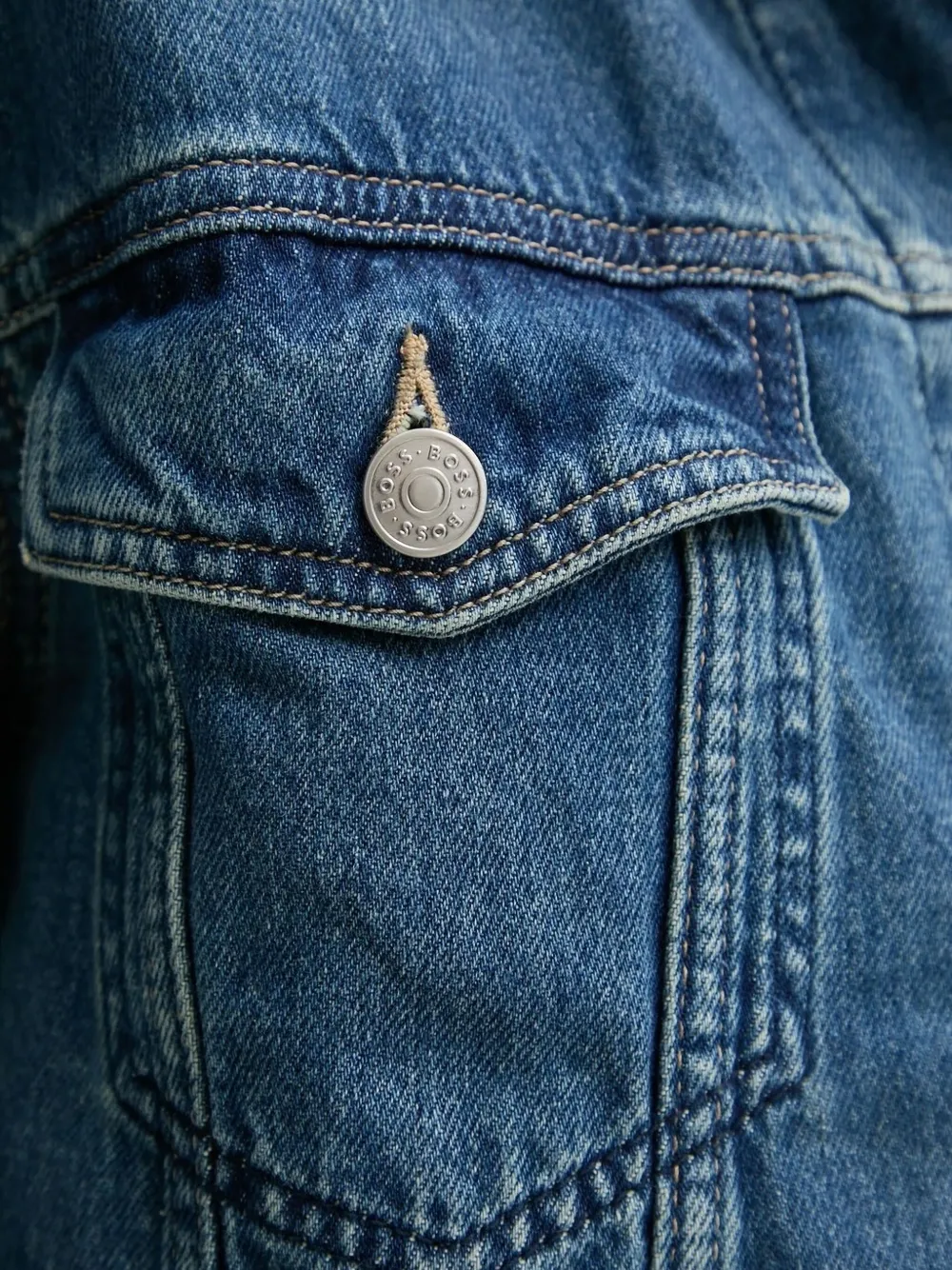 BOSS Denim jack Blauw