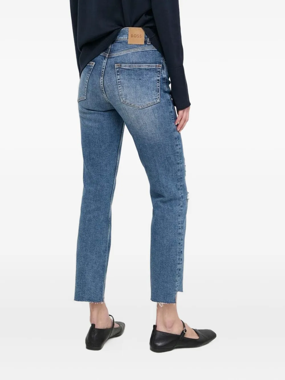 BOSS Gerafelde jeans met gerafeld effect - 424 BLUE
