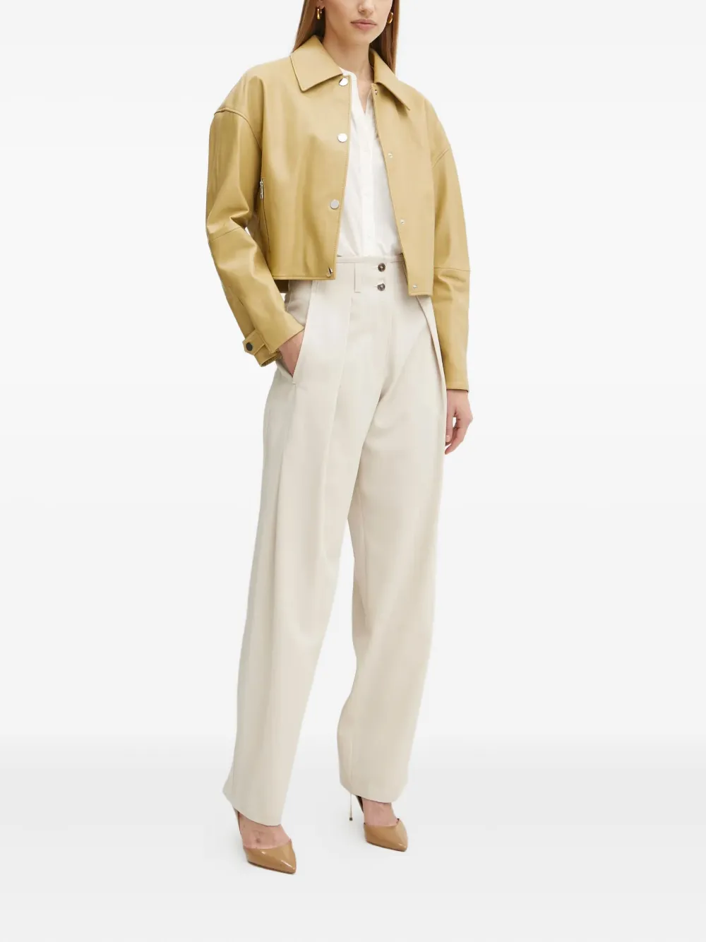 Hugo Boss Balloon-sleeve Buttoned Blouse In White
