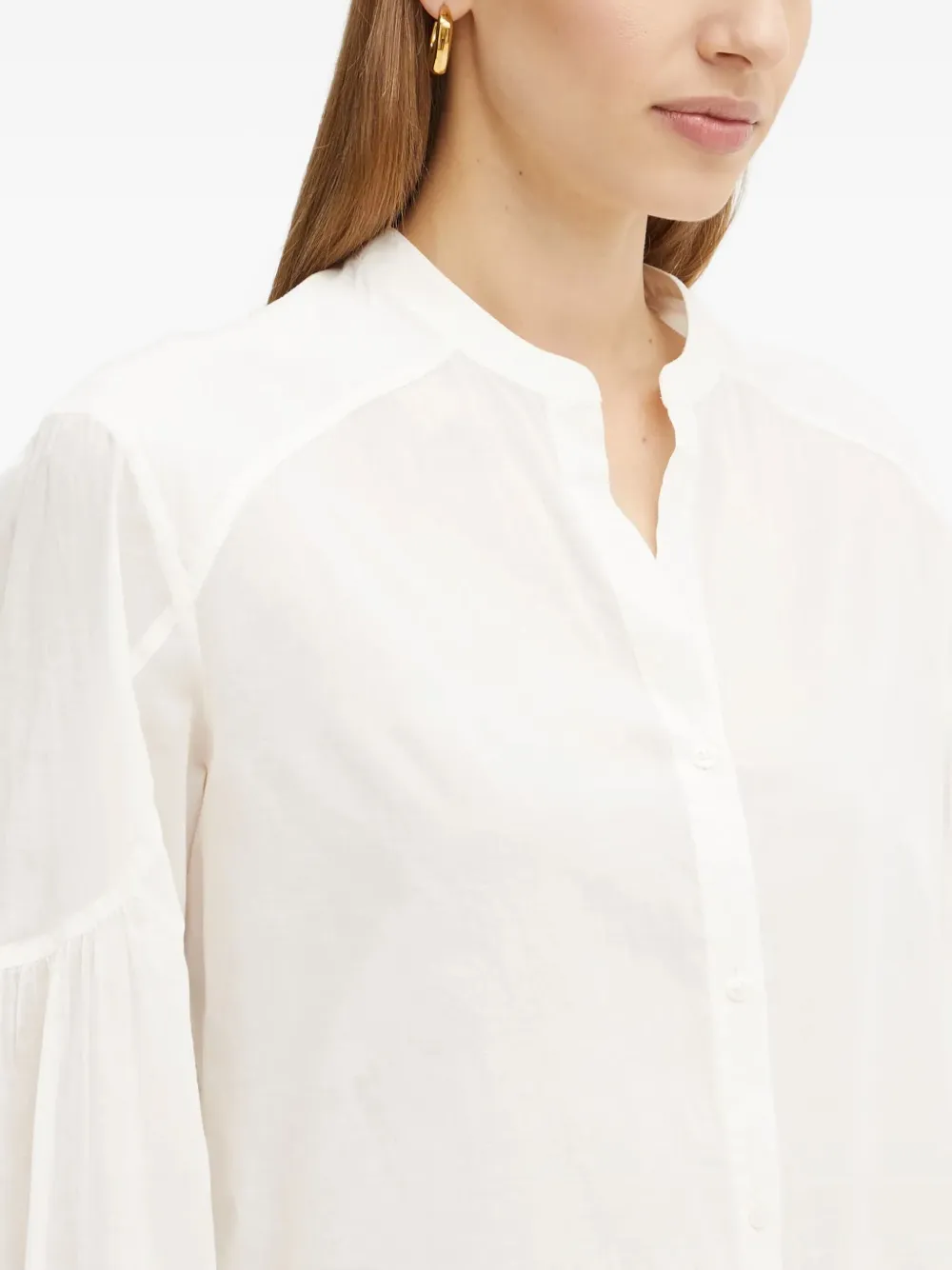Hugo Boss Balloon-sleeve Buttoned Blouse In White