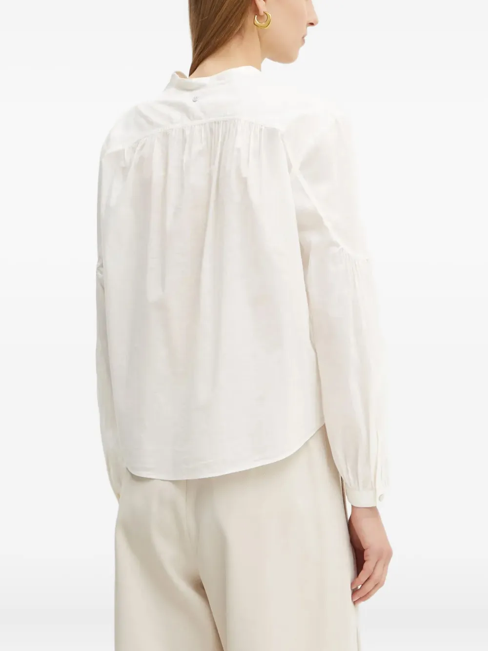 Hugo Boss Balloon-sleeve Buttoned Blouse In White