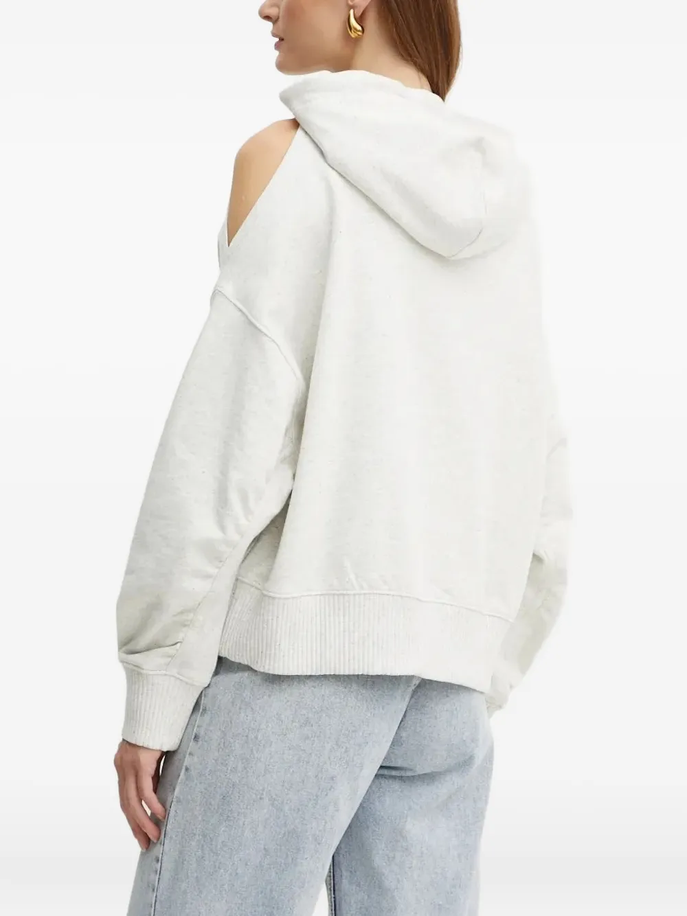 BOSS logo-embroidered cut-out hoodie - Wit