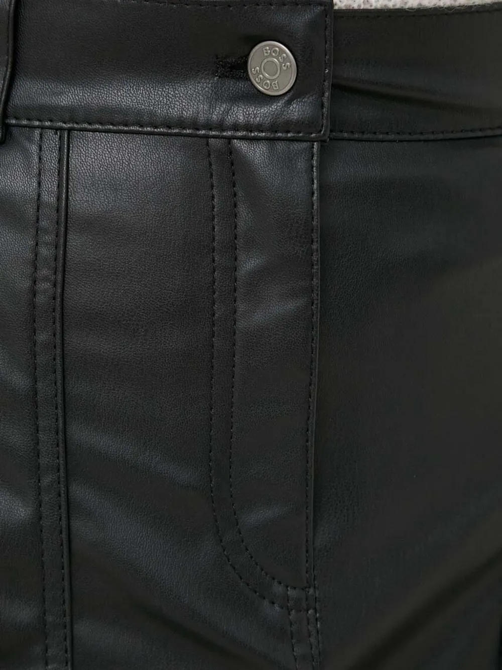 BOSS Leren mini-rok met zak Zwart