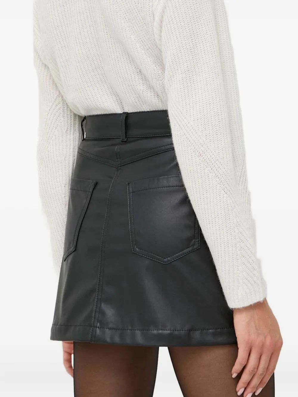 BOSS Leren mini-rok met zak Zwart