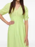 BOSS puff-sleeve smocked midi dress - Green
