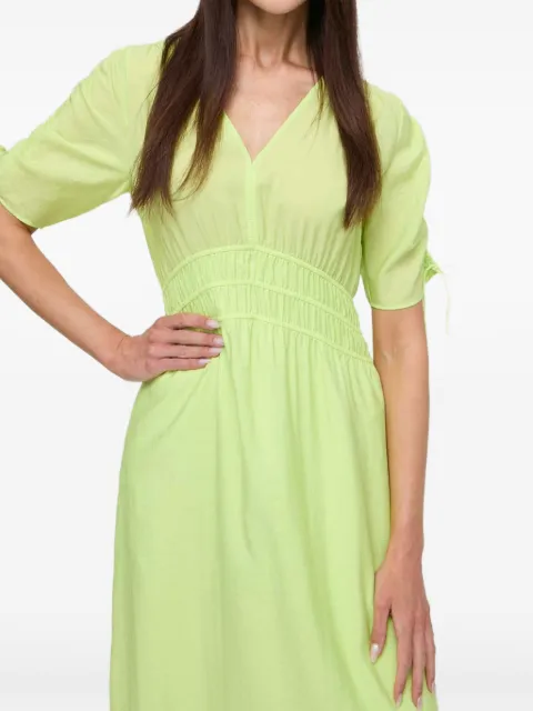 BOSS puff-sleeve smocked midi dress