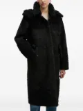 BOSS hooded fleece single-breasted coat - Black
