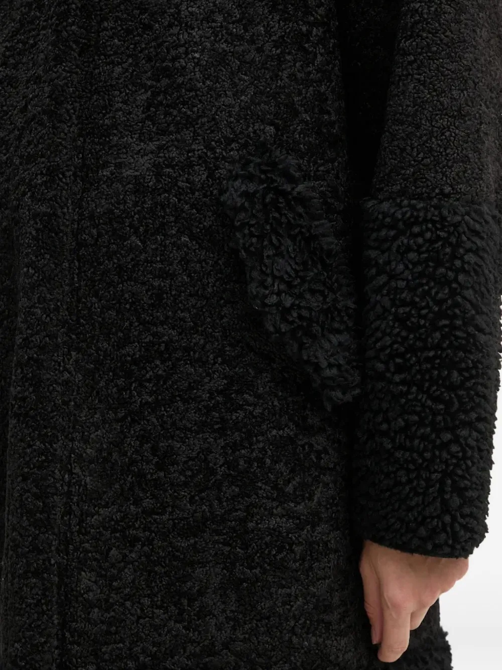 Hugo Boss Hooded Fleece Single-breasted Coat In Black