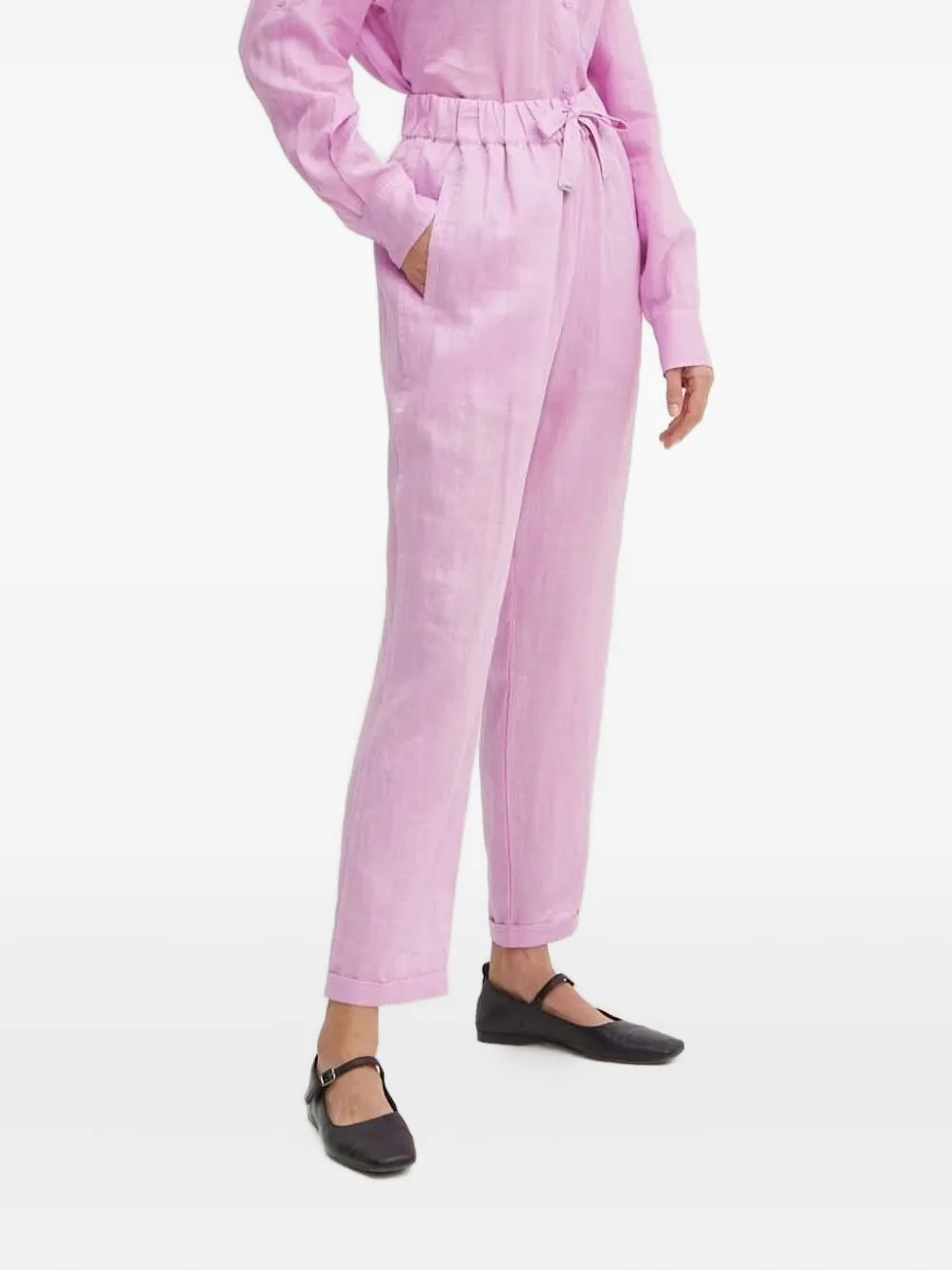 BOSS Broek met trekkoord Roze