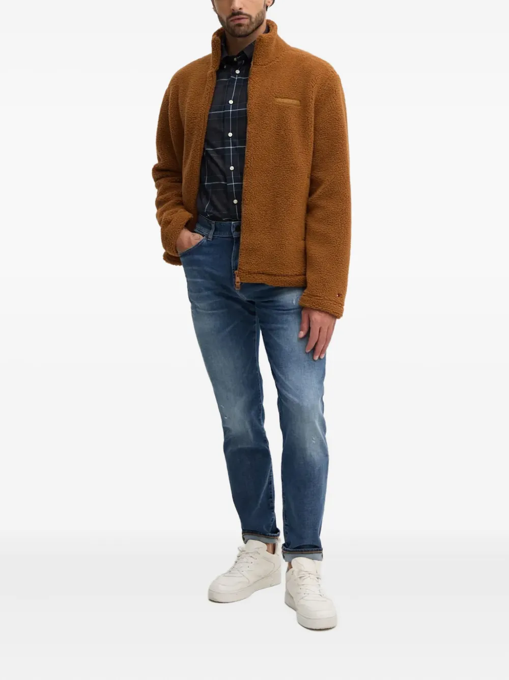 BOSS Jeans met gerafeld detail - Blauw