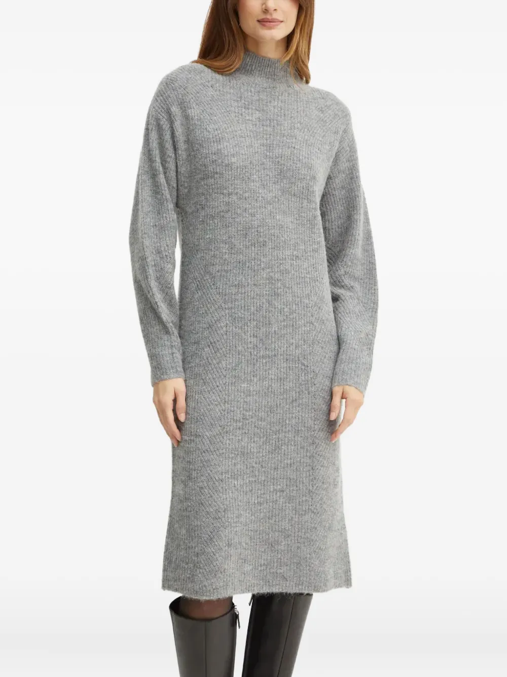 BOSS mock-neck knitted midi dress | Grey | Image 1