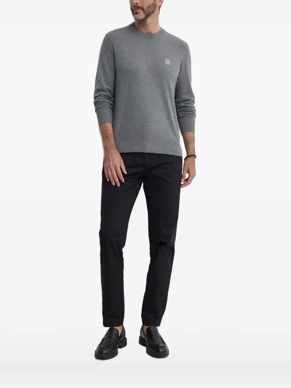 BOSS logo-patch crew-neck sweater | Grey | Image 1