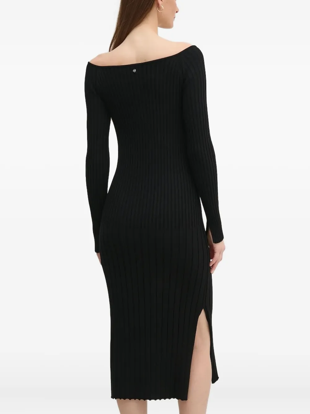 BOSS ribbed keyhole-neck dress - Zwart