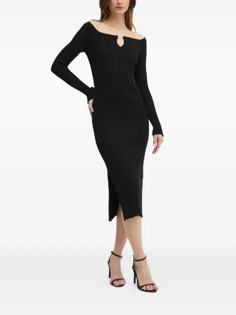 BOSS ribbed keyhole-neck dress