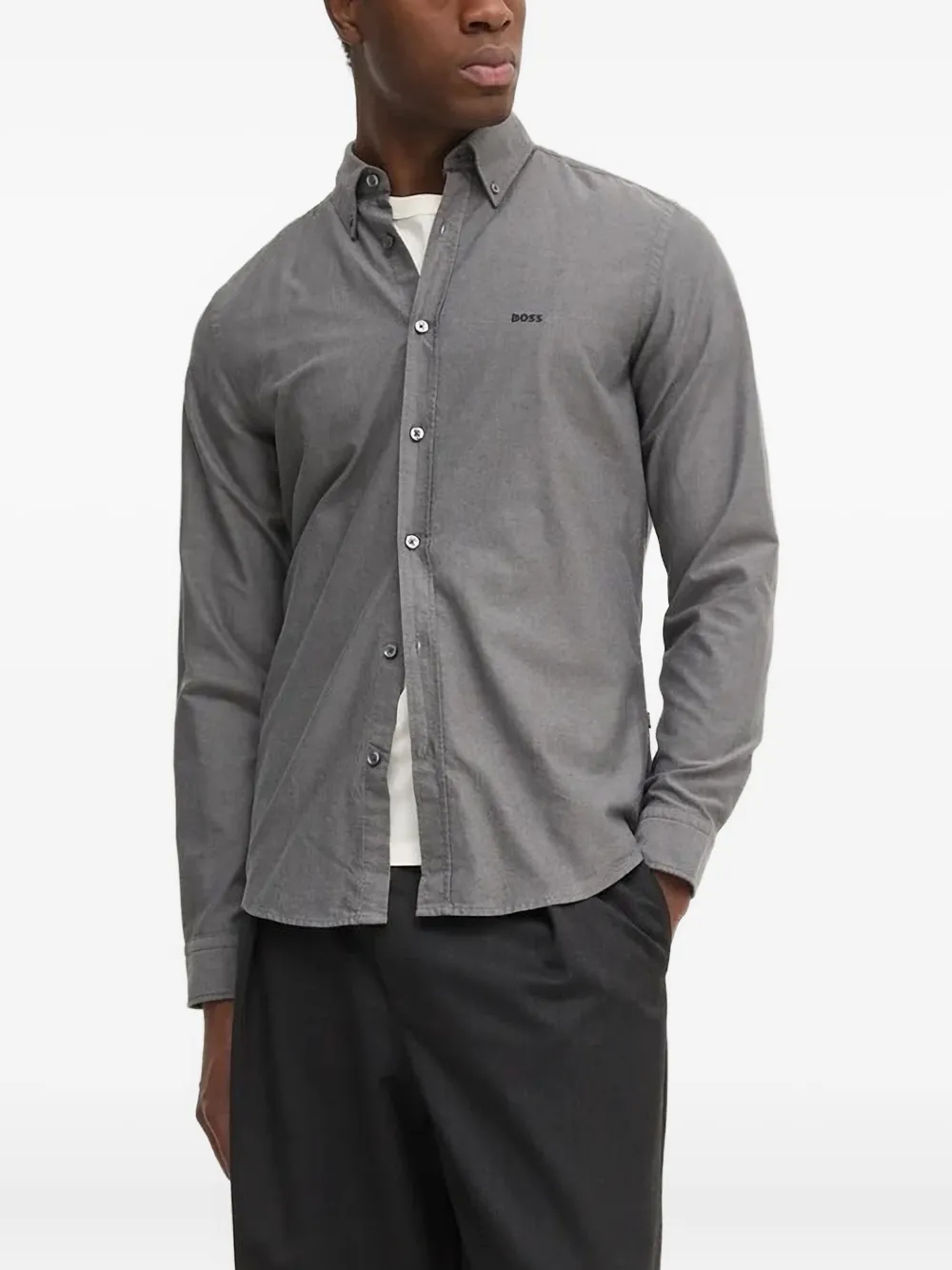 BOSS Rickert buttoned shirt | Grey | Image 1