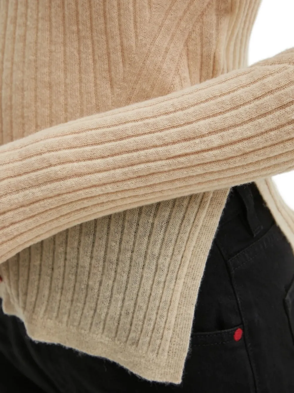 Hugo Boss Fennona Ribbed Sweater In Neutral