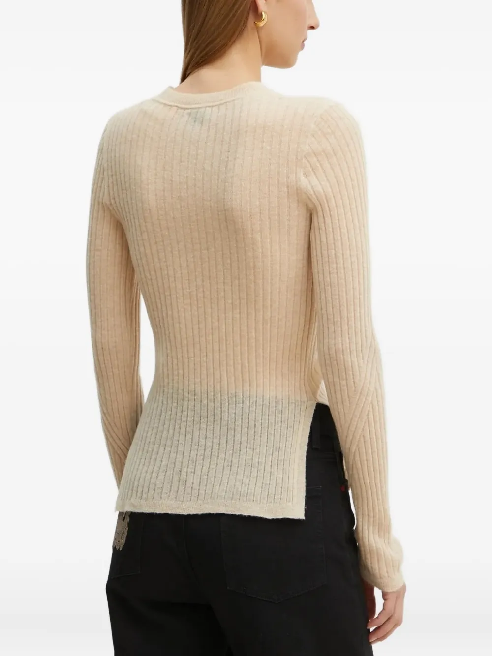 Hugo Boss Fennona Ribbed Sweater In Neutral