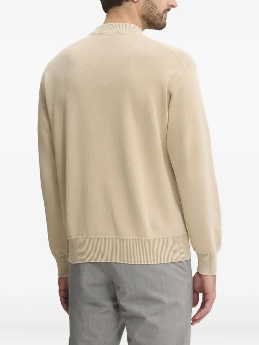 Hugo Boss Mock-neck Cotton Sweater In Neutral