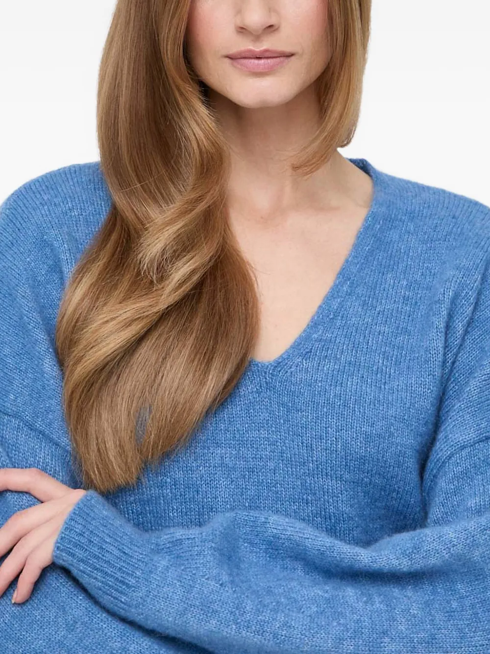 Hugo Boss V-neck Long-sleeves Sweater In Blue