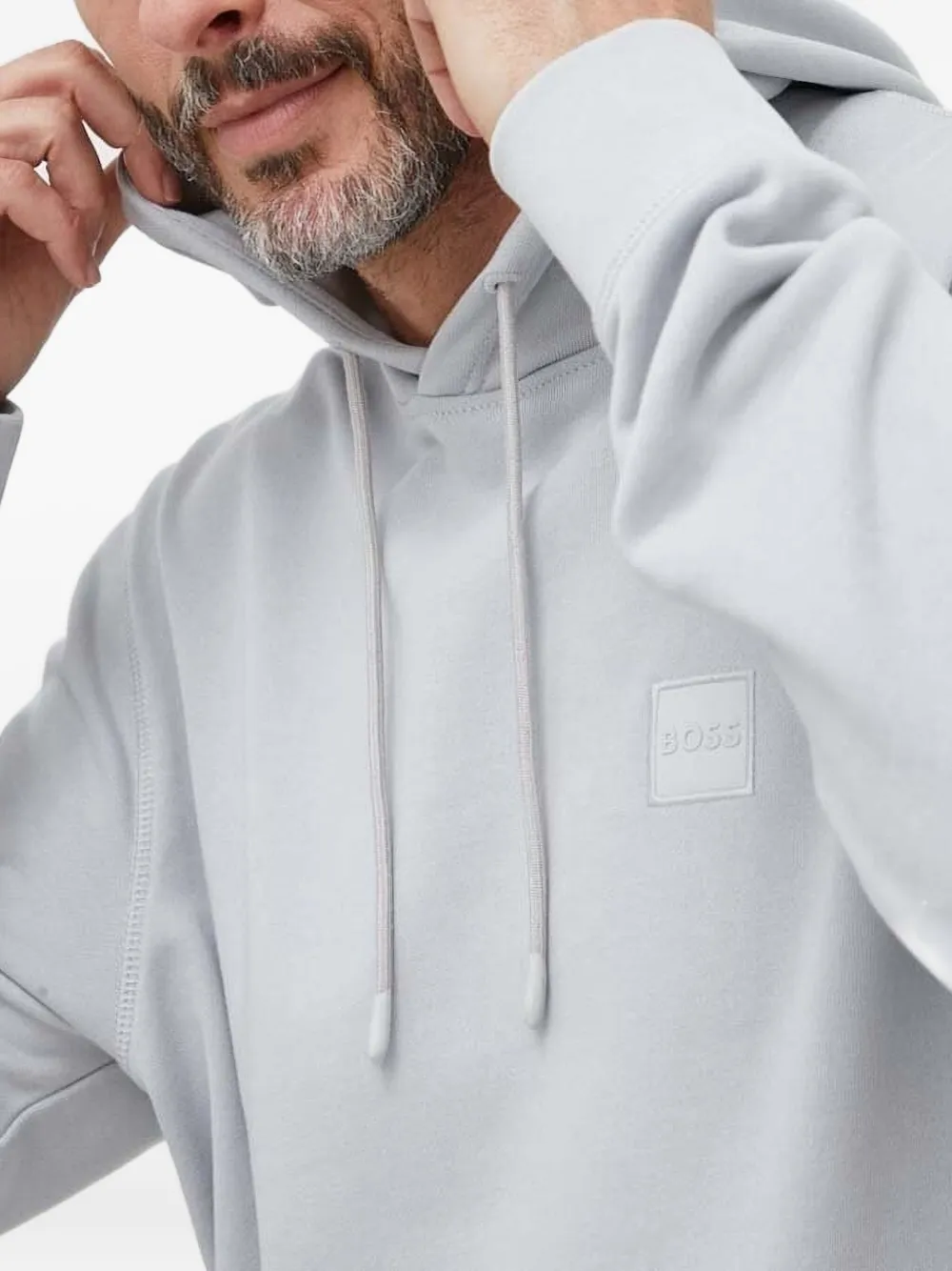 BOSS Hoodie met logopatch Grijs