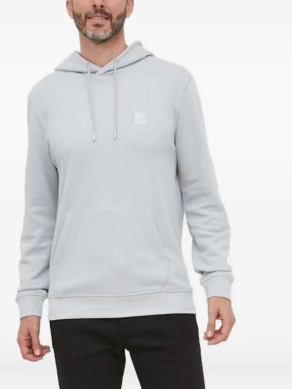 BOSS Hoodie met logopatch Grijs