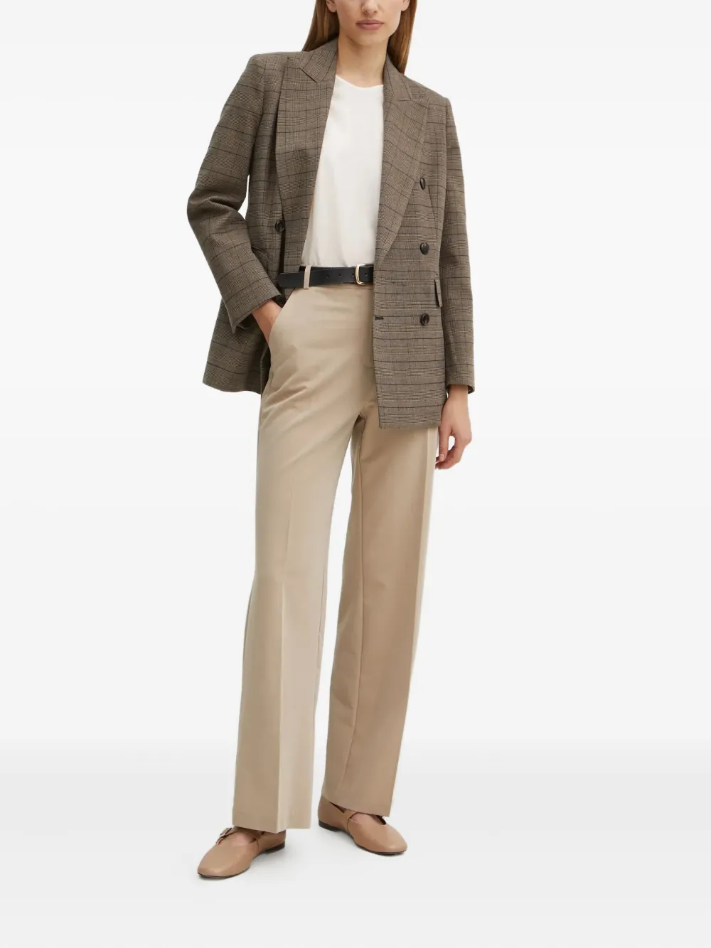 BOSS Blouse met pofmouwen - Beige