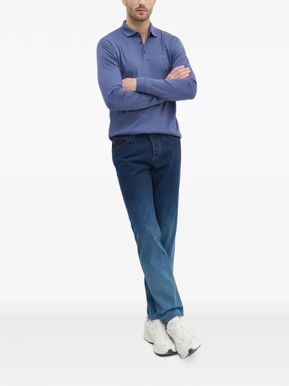 BOSS Straight jeans met ombré-effect - Blauw