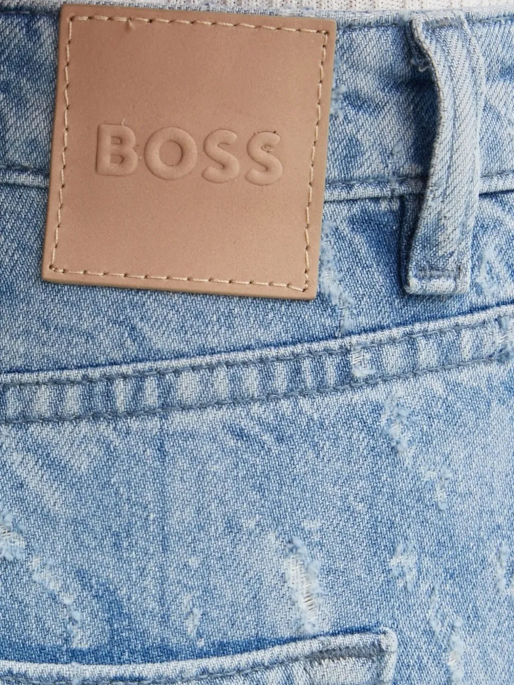 Hugo Boss Slim-fit Jeans In Laser-patterned Blue Denim In Blue
