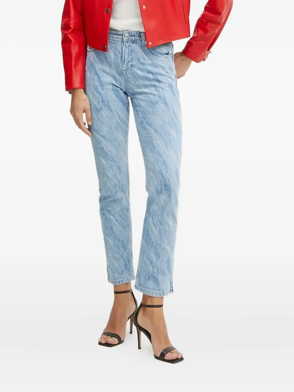 Hugo Boss Slim-fit Jeans In Laser-patterned Blue Denim In Blue