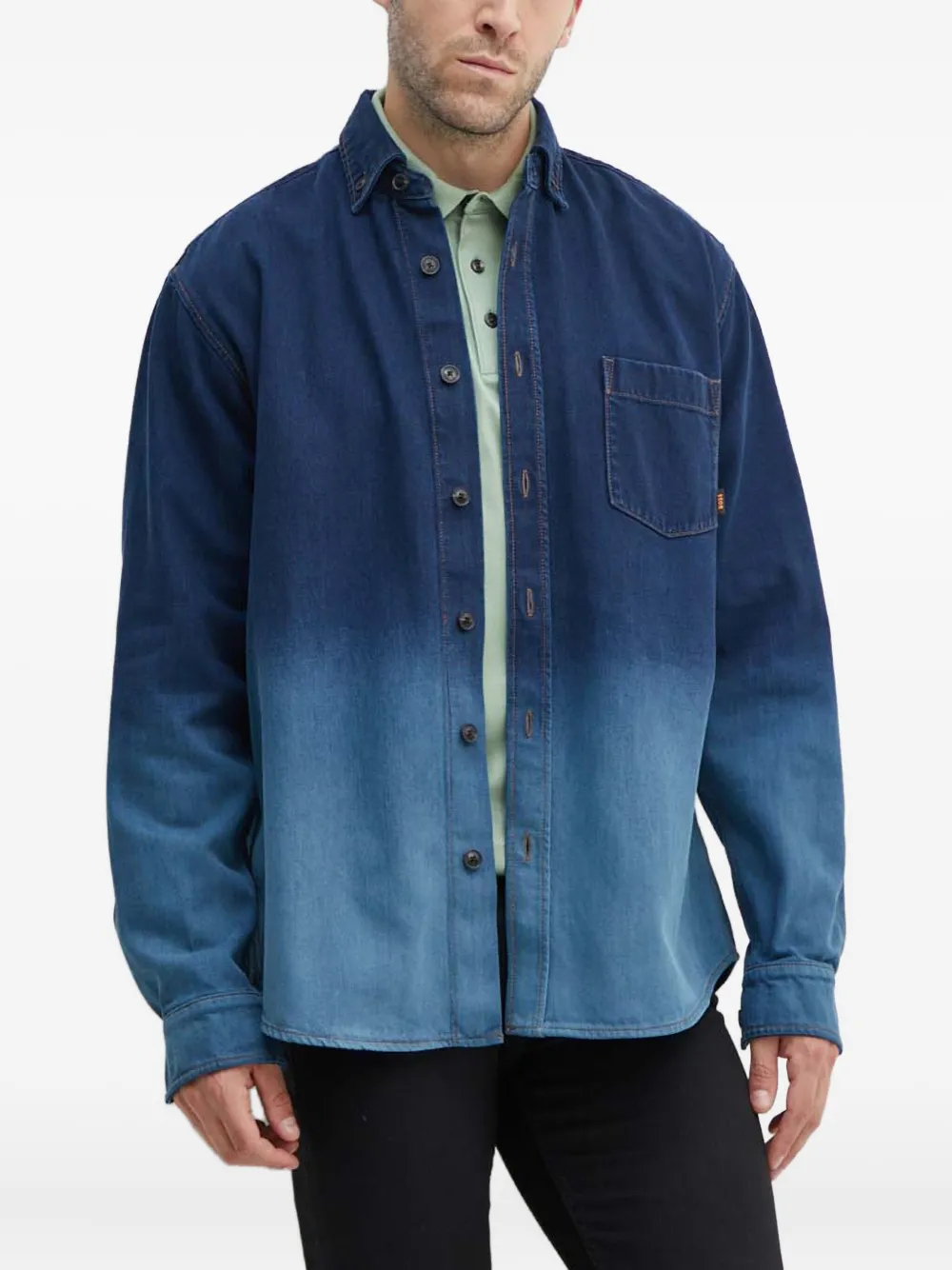 BOSS ombré long-sleeve denim shirt | Blue | Image 1