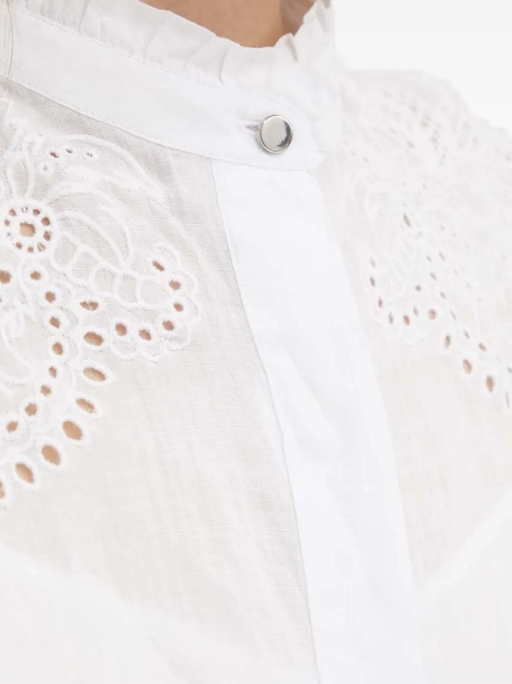 Hugo Boss Eyelet Ruffled Midi Dress In White
