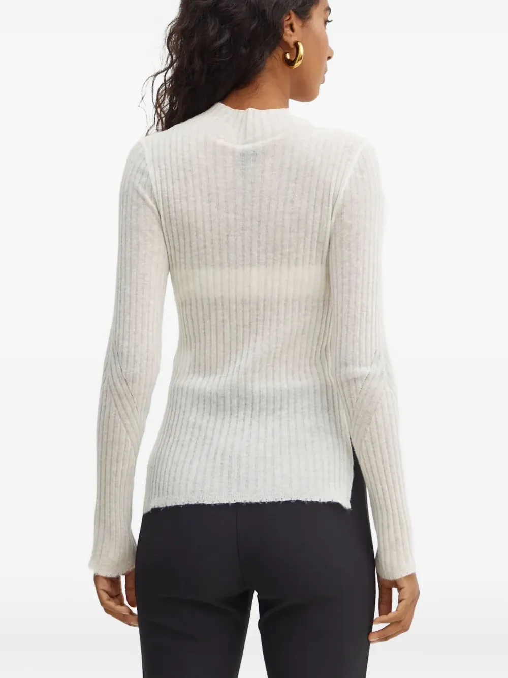 Hugo Boss Ribbed Mock-neck Sweater In White