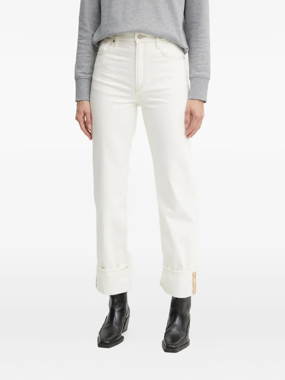 BOSS cuff-detail straight-leg jeans | Neutrals | Image 1