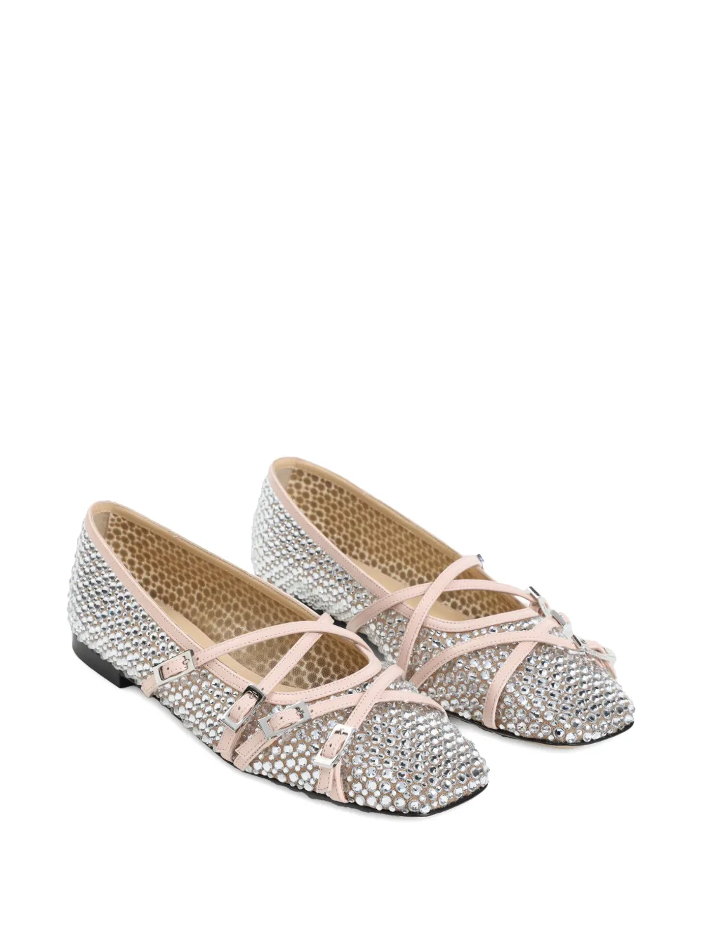 MACH & MACH crystal net ballet flats - Beige