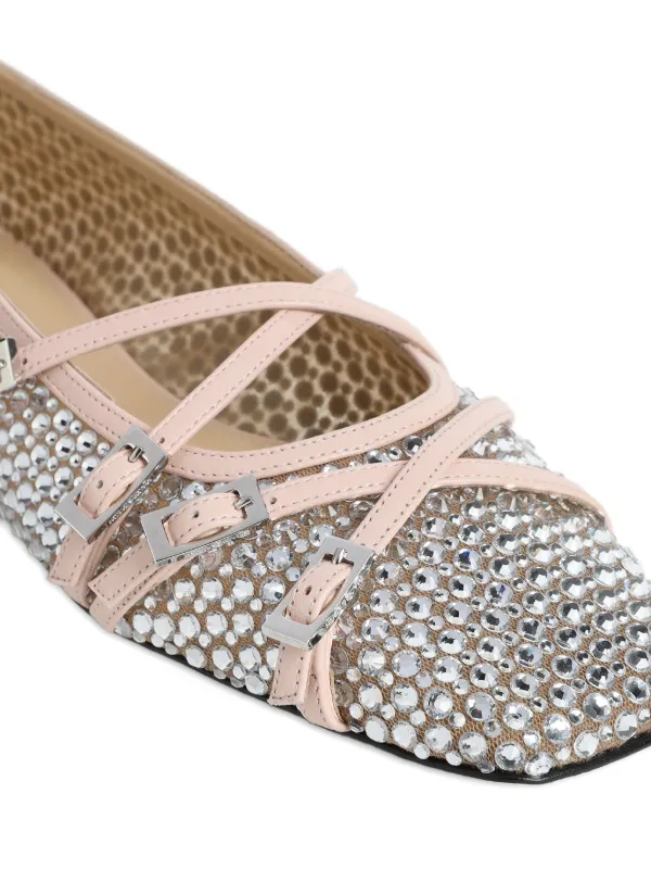 フラットシューズ MACH & MACH 'Crystal Net' ballet flats MACH & MACH Crystal Net Ballet Flats | Neutrals | FARFETCH