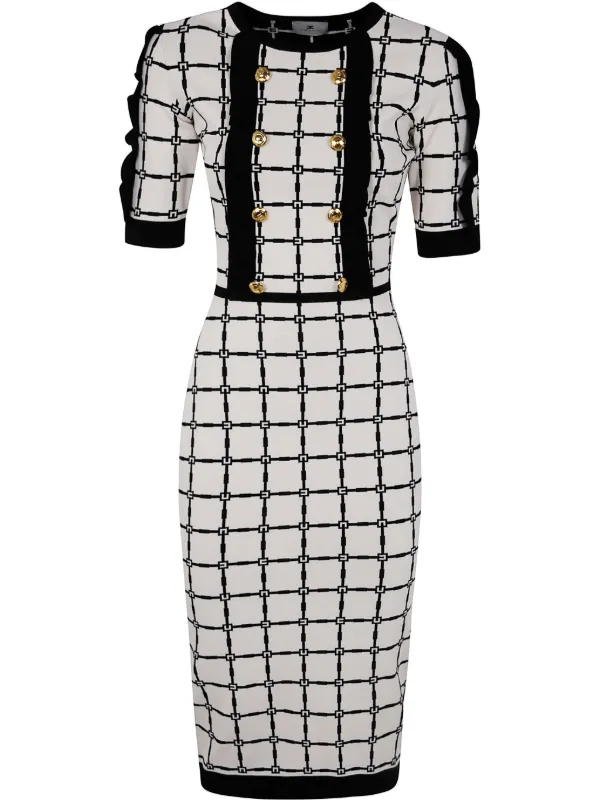 ワンピース ELISABETTA FRANCHI Organza midi dress White/Black Elisabetta Franchi Mini Organza Dress - White | AM48S51E2685