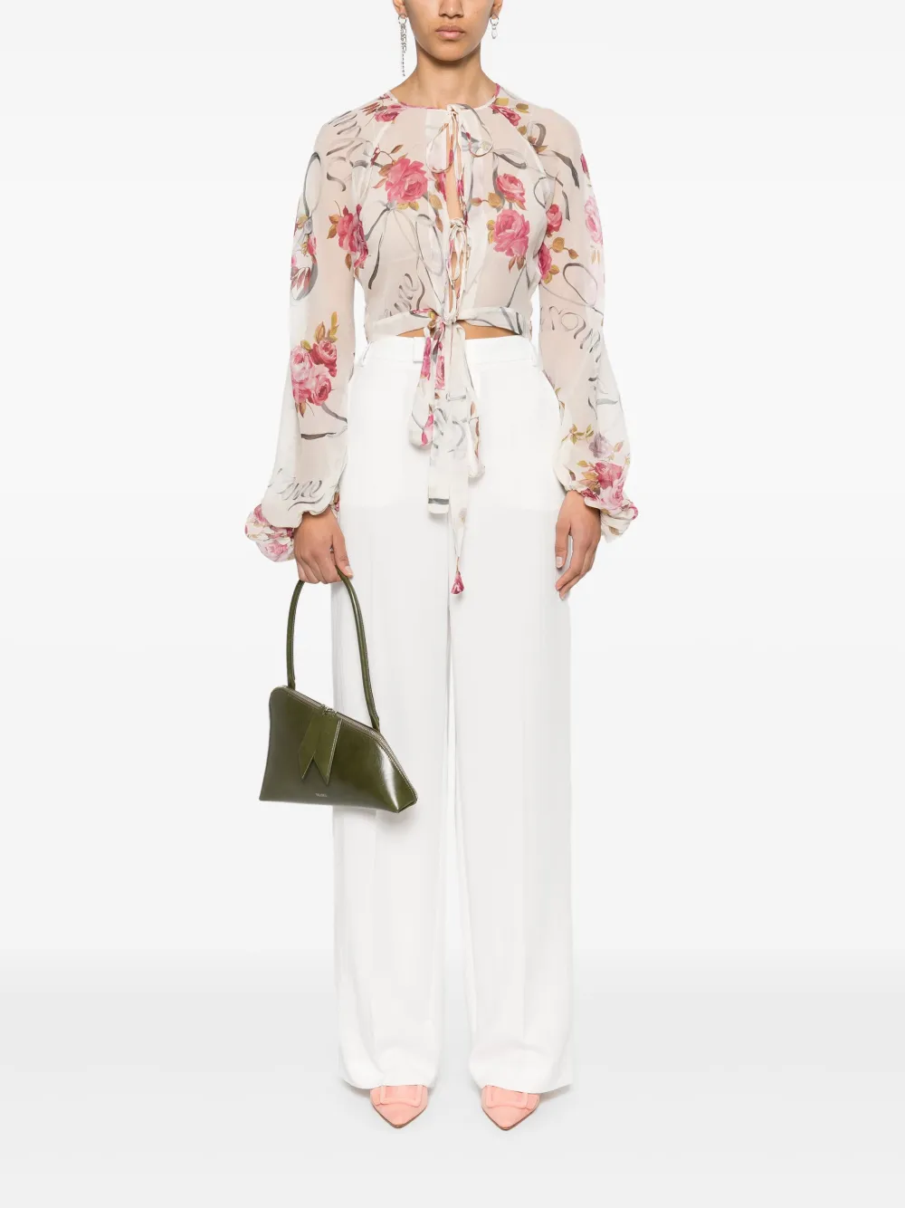 Blumarine logo-lettering trousers - Wit