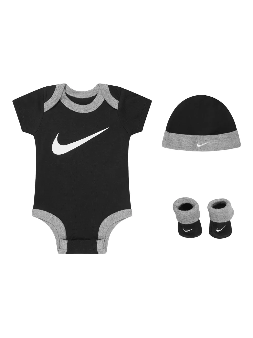 Nike Kids Romper muts en slofjes met Swoosh-print Zwart