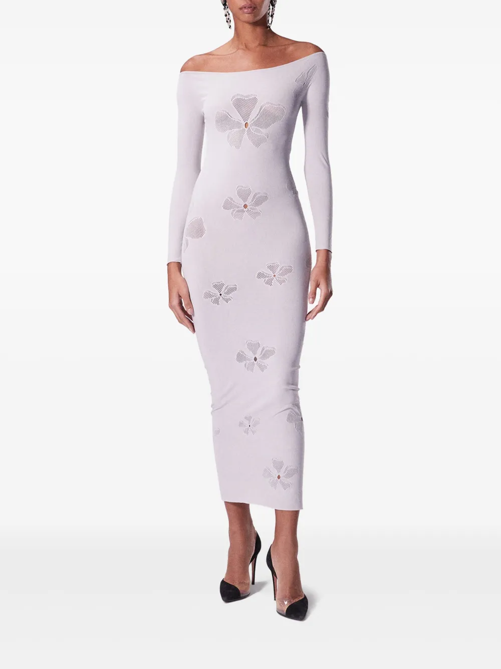 Maccapani monogram-pattern midi dress - Wit