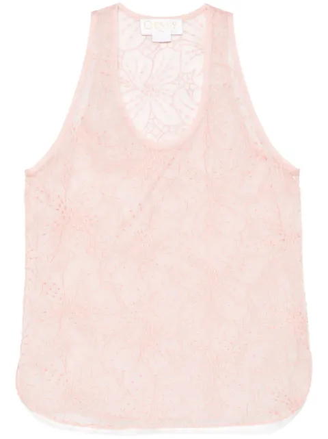 Genny floral-embroidered organza top 