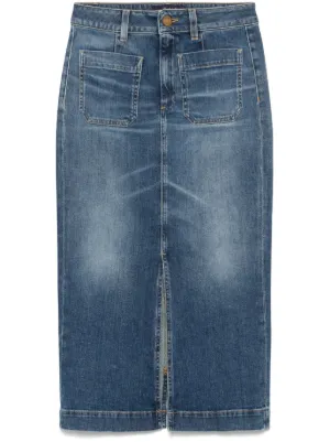 Jean Paul Gaultier Asymmetric Denim Midi Skirt | Blue | FARFETCH ZA