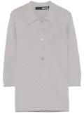 ROTATE BIRGER CHRISTENSEN pointelle-knit polo top - Grey