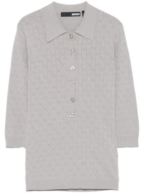 ROTATE BIRGER CHRISTENSEN pointelle-knit polo top