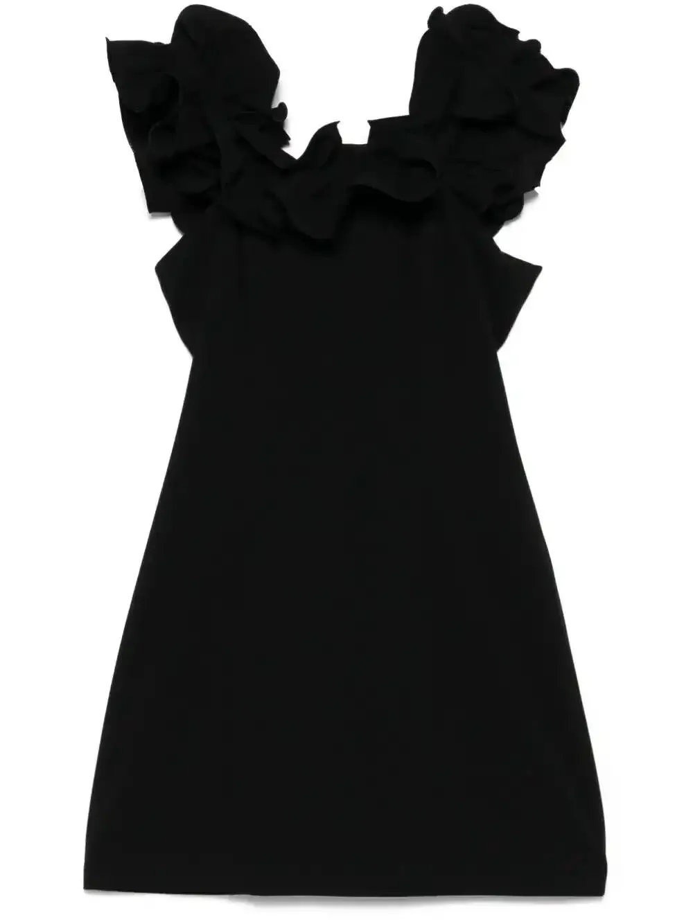 Shop Rotate Birger Christensen Ruffle-detail Mini Dress In Black