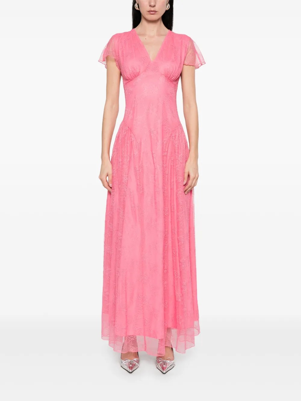 ROTATE BIRGER CHRISTENSEN Maxi-jurk met kant Roze