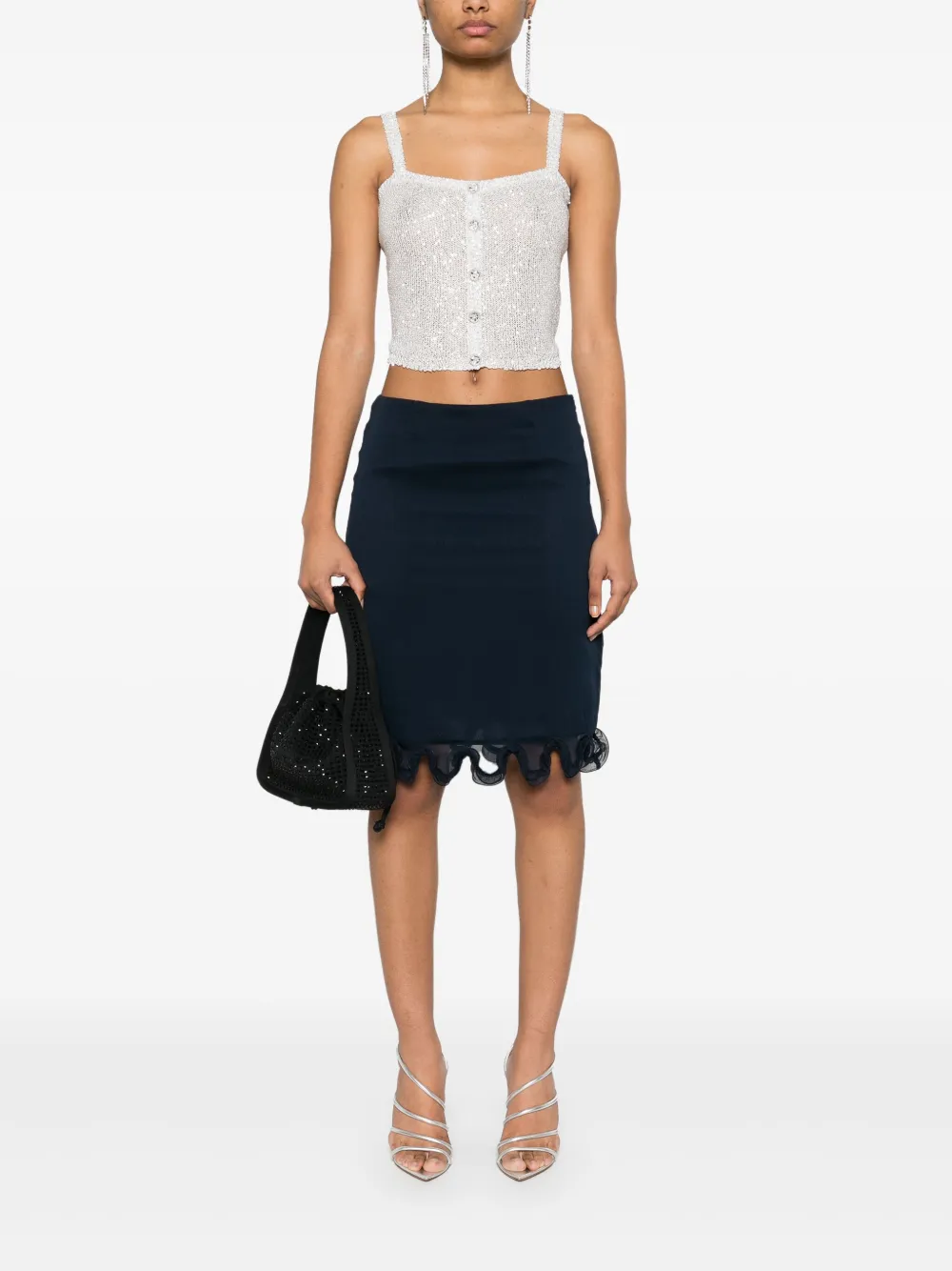 ROTATE BIRGER CHRISTENSEN Chiffon rok met ruches - Blauw